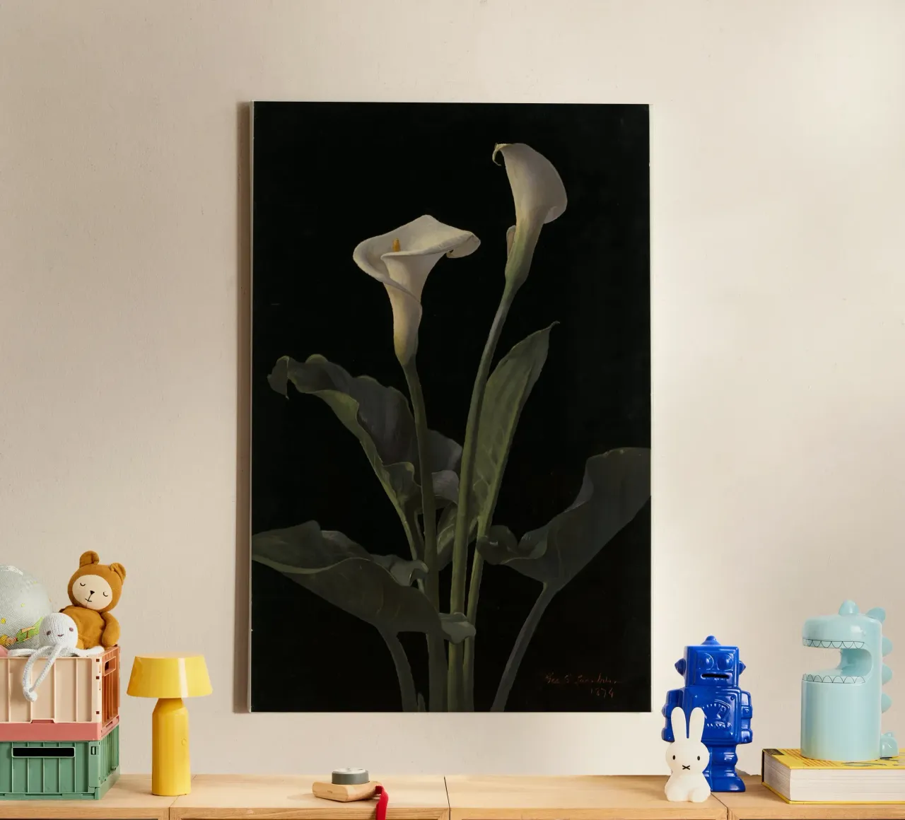 Calla lilies tela con Cornice a cassetta da vintageshop