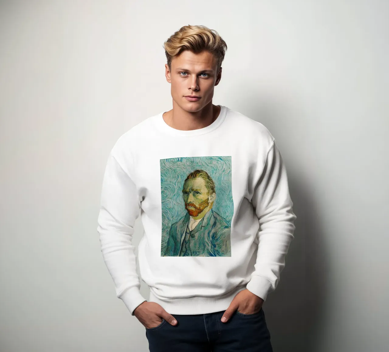 autorretrato de un hombre con barba sudadera de cloud shop