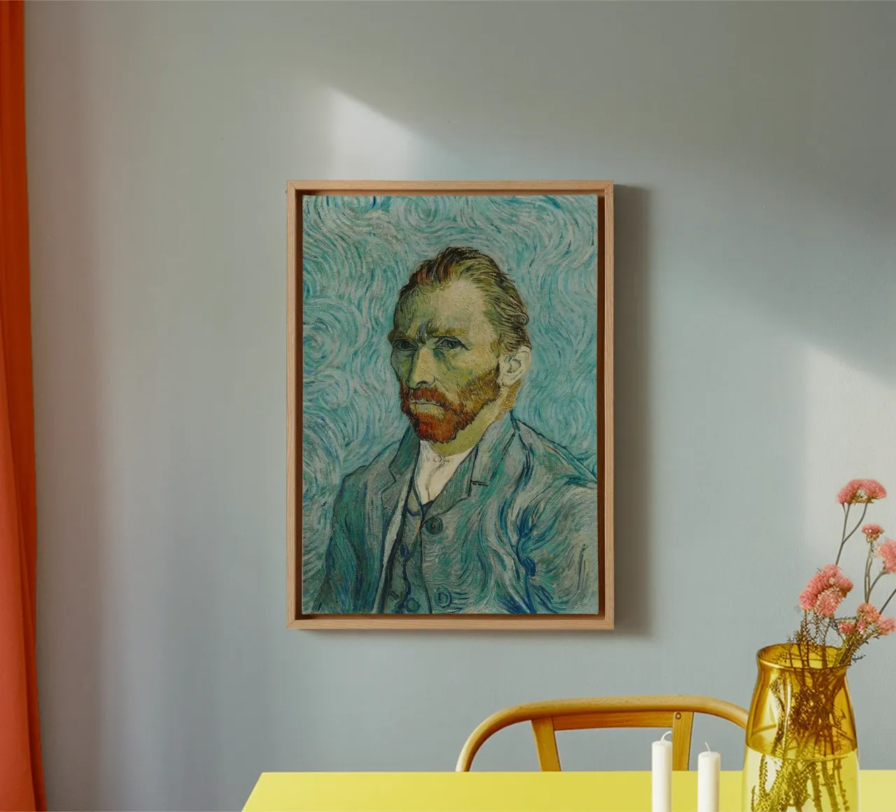 self-portrait of a bearded man canvas with Floater frame by cloud shop