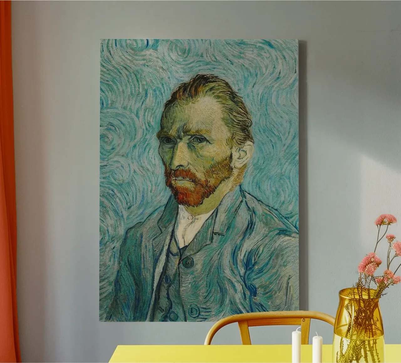 self-portrait of a bearded man canvas with Floater frame by cloud shop