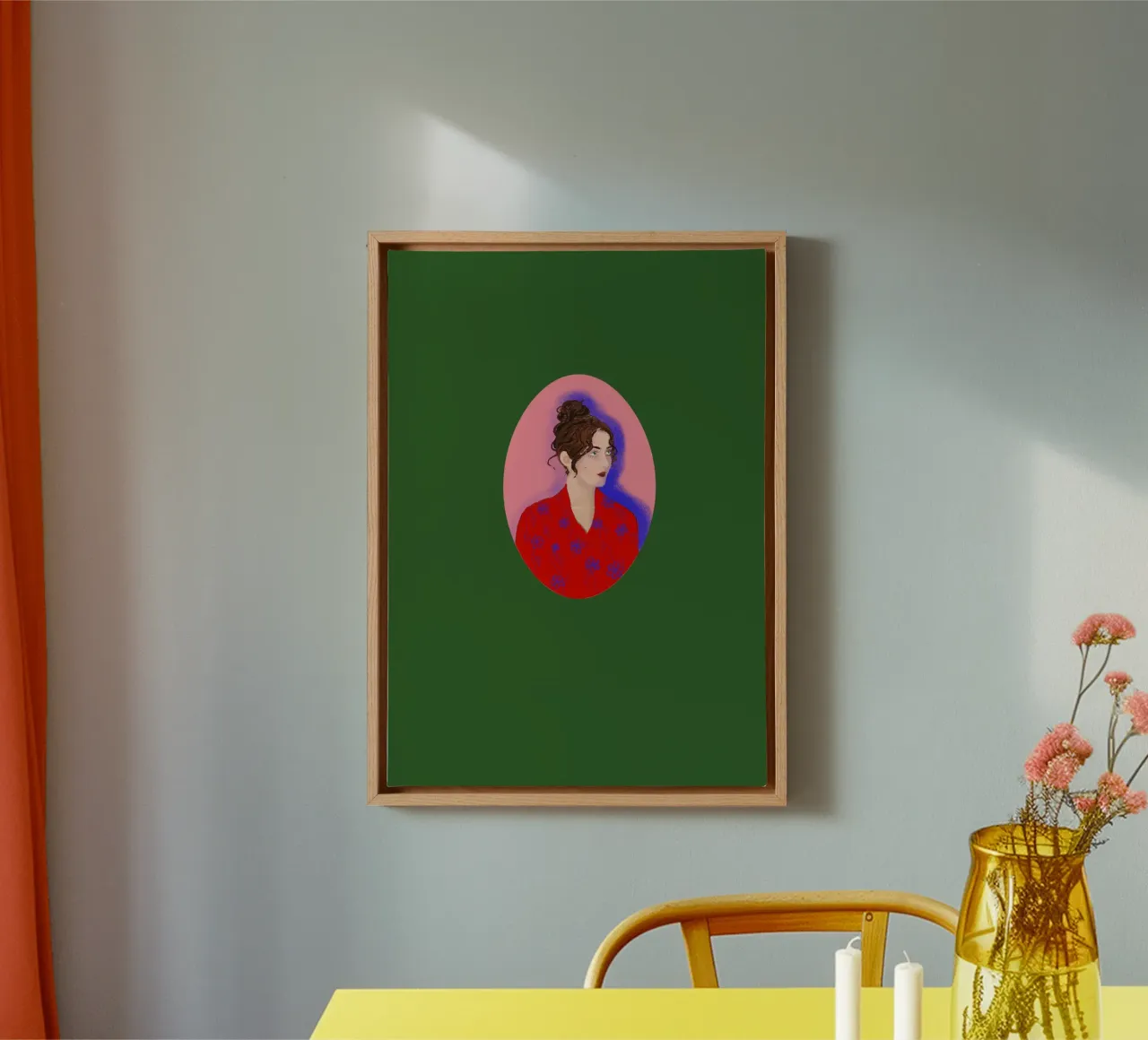Signora in rosso tela con Cornice a cassetta da LaraLiliana Design