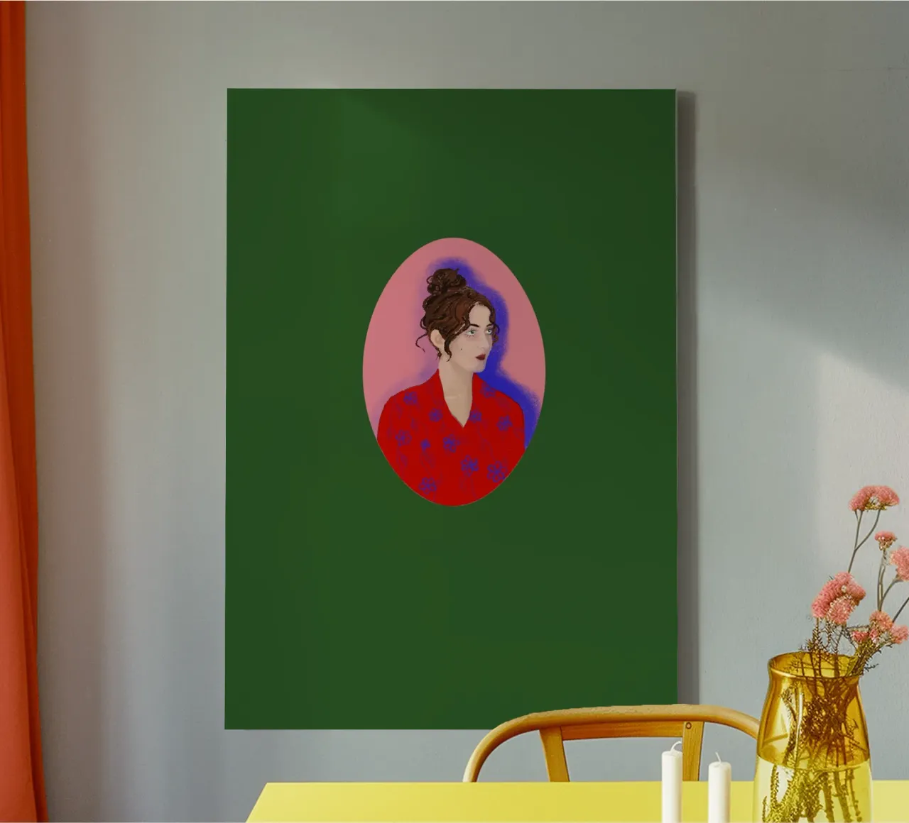 Signora in rosso tela con Cornice a cassetta da LaraLiliana Design