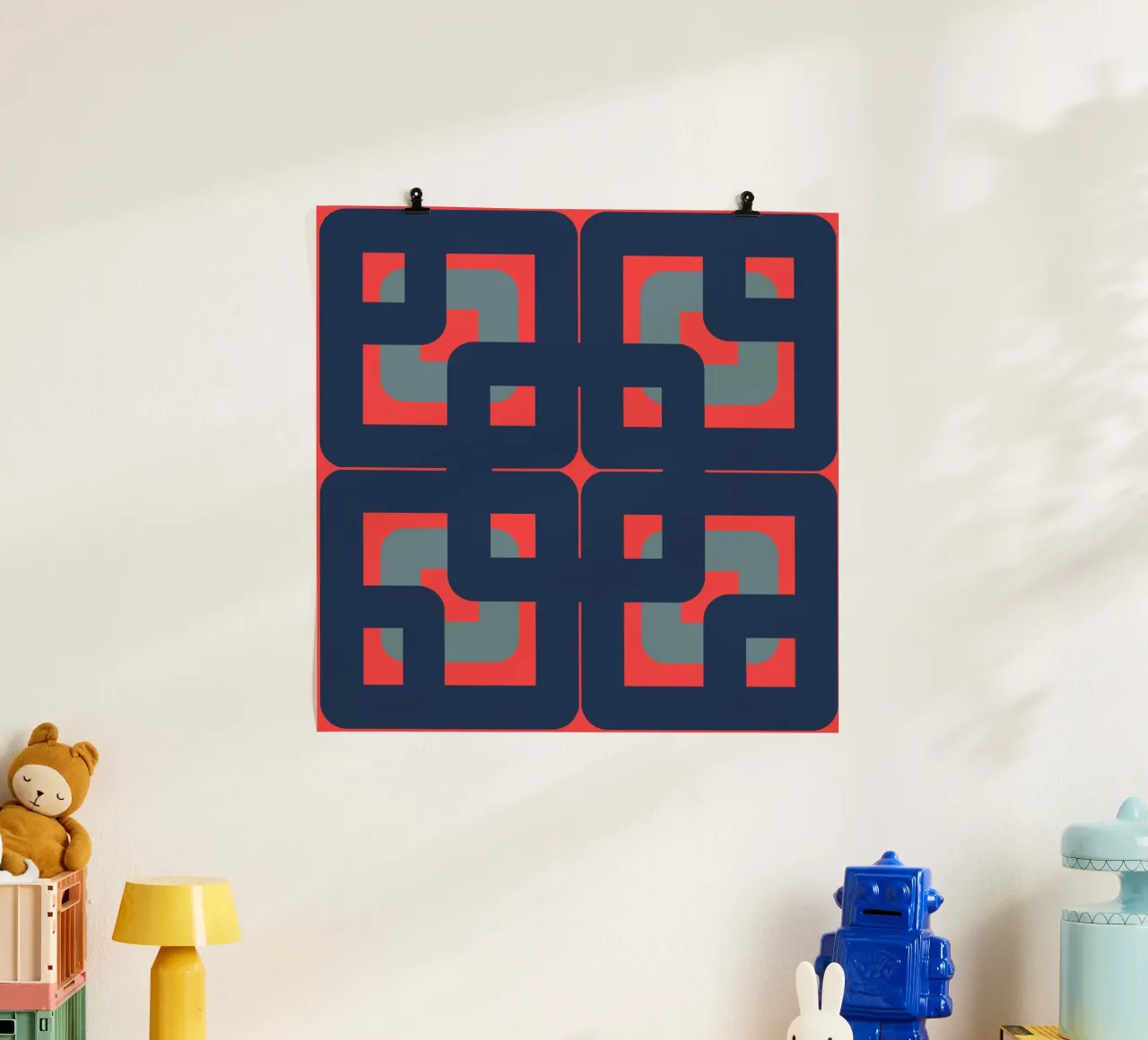 Anni '60 Tessuto n2 poster con telaio in alluminio da LaylaOzHome