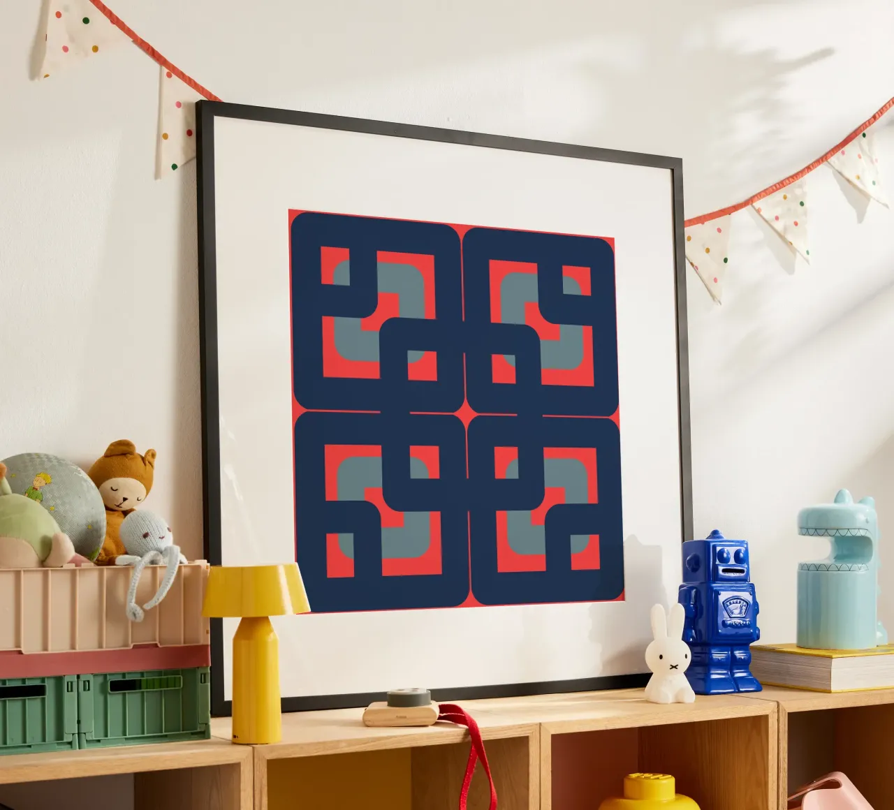 Anni '60 Tessuto n2 poster con telaio in alluminio da LaylaOzHome