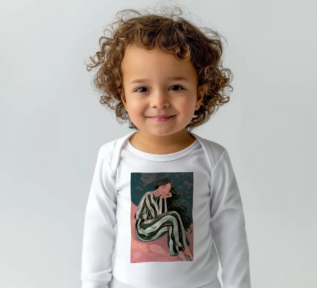 Her Thoughts Were Stars long-sleeve baby romper by Clara August