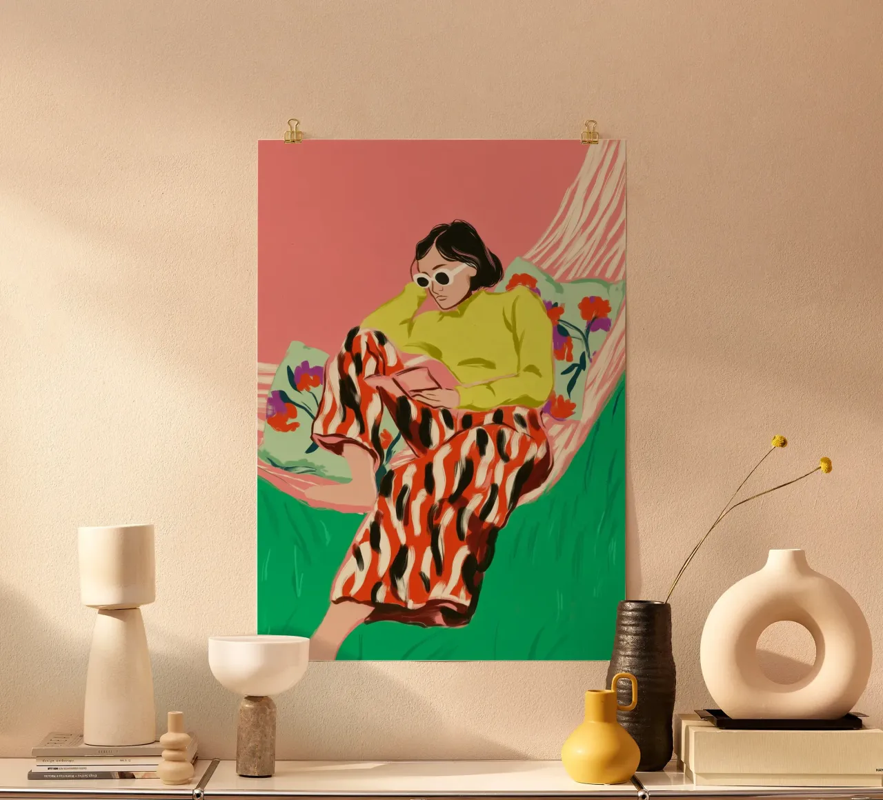 Retro Summer Silence poster con telaio in alluminio da Clara August