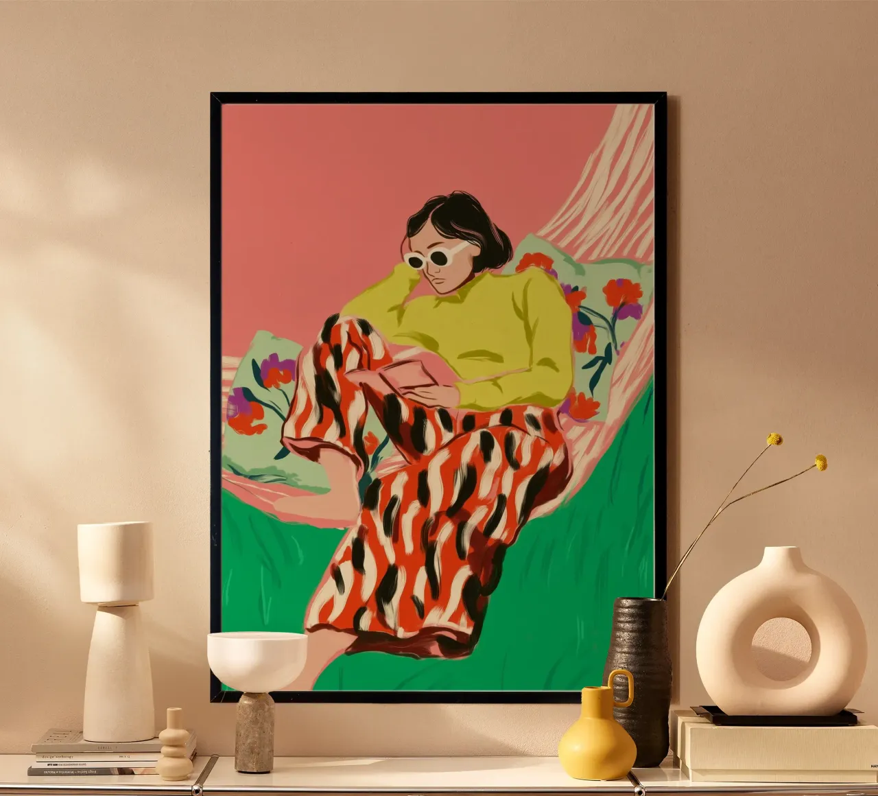 Retro Summer Silence poster con telaio in alluminio da Clara August