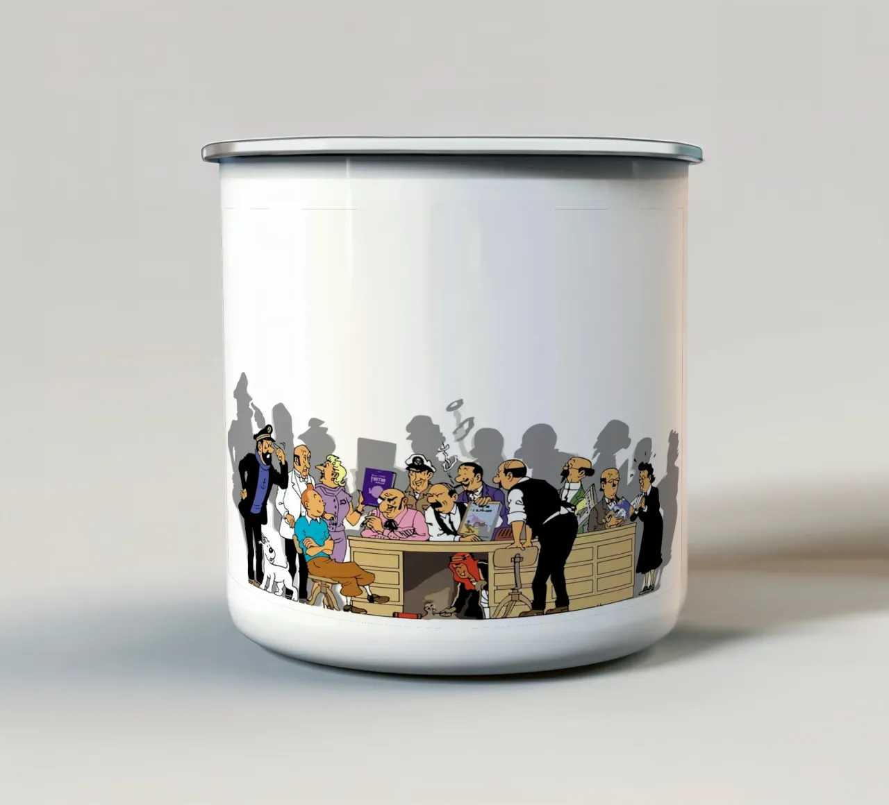 Tintin nella risoluzione dei casi tazza in smalto da Kango Studios