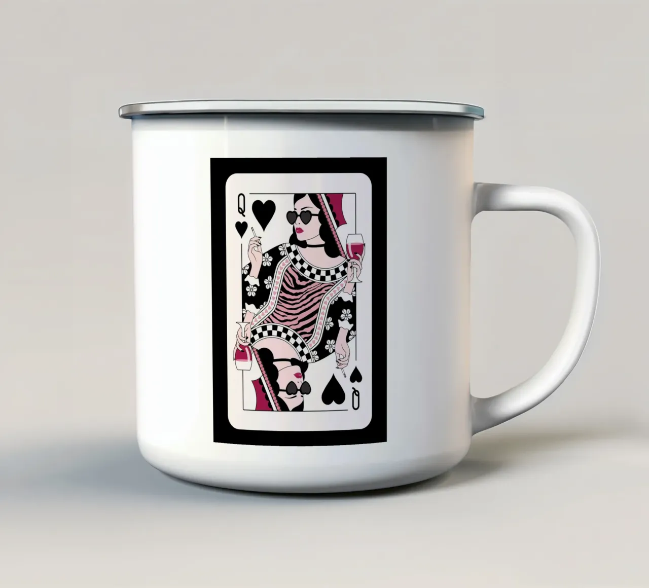 Regina di cuori - Sigaretta gotica nera e vino tazza in smalto da Asha Designs