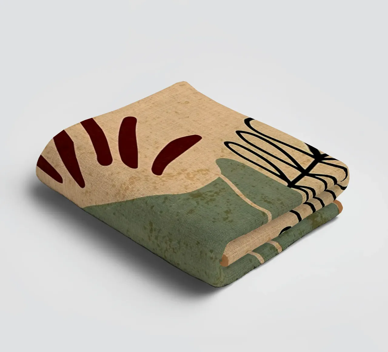 Nordic abstract leaf line towel by Mingyue Studio