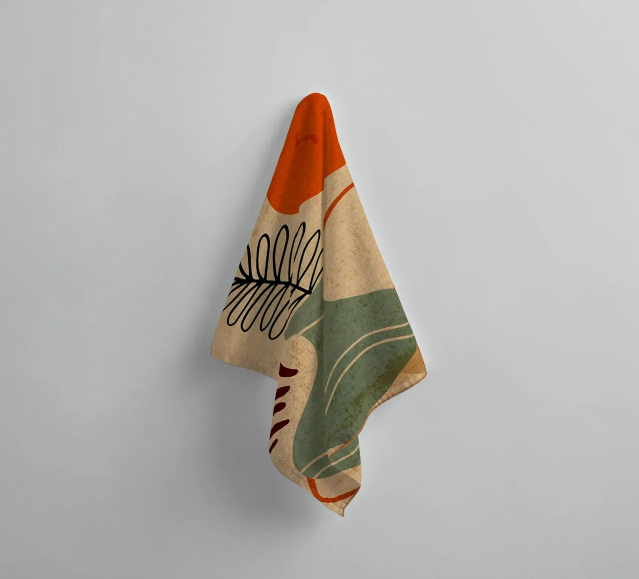 Nordic abstract leaf line towel by Mingyue Studio