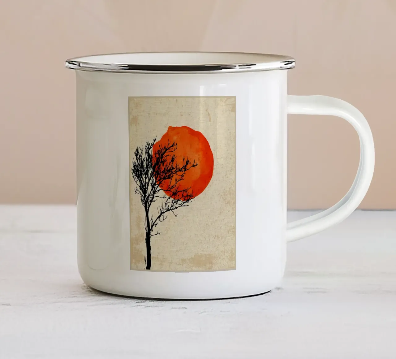 Nature Tree Minimalistic enamel mug by Mingyue Studio
