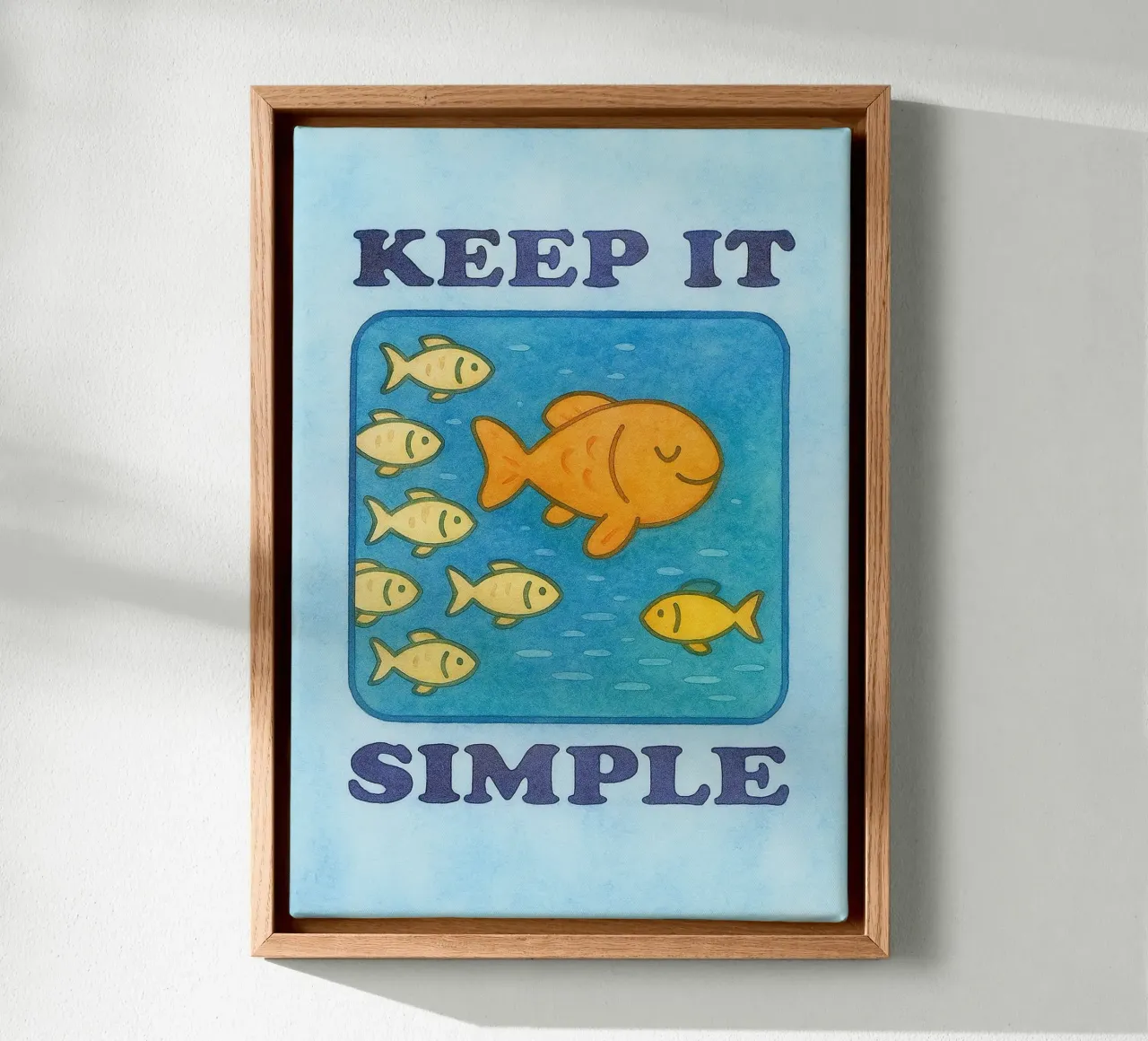 keep it simple fish art drawing canvas with Floater frame by pasadenan