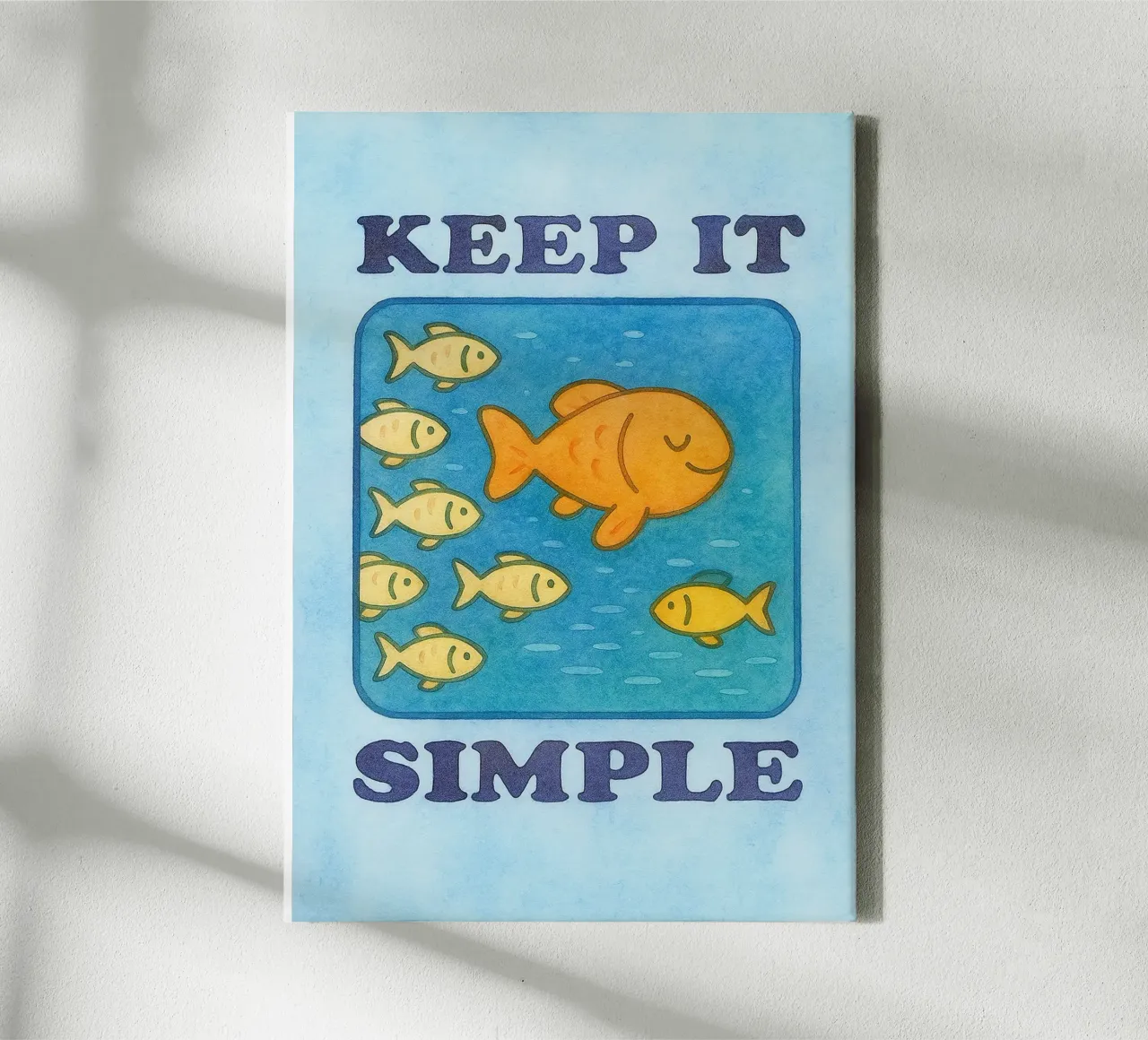 keep it simple fish art drawing canvas with Floater frame by pasadenan