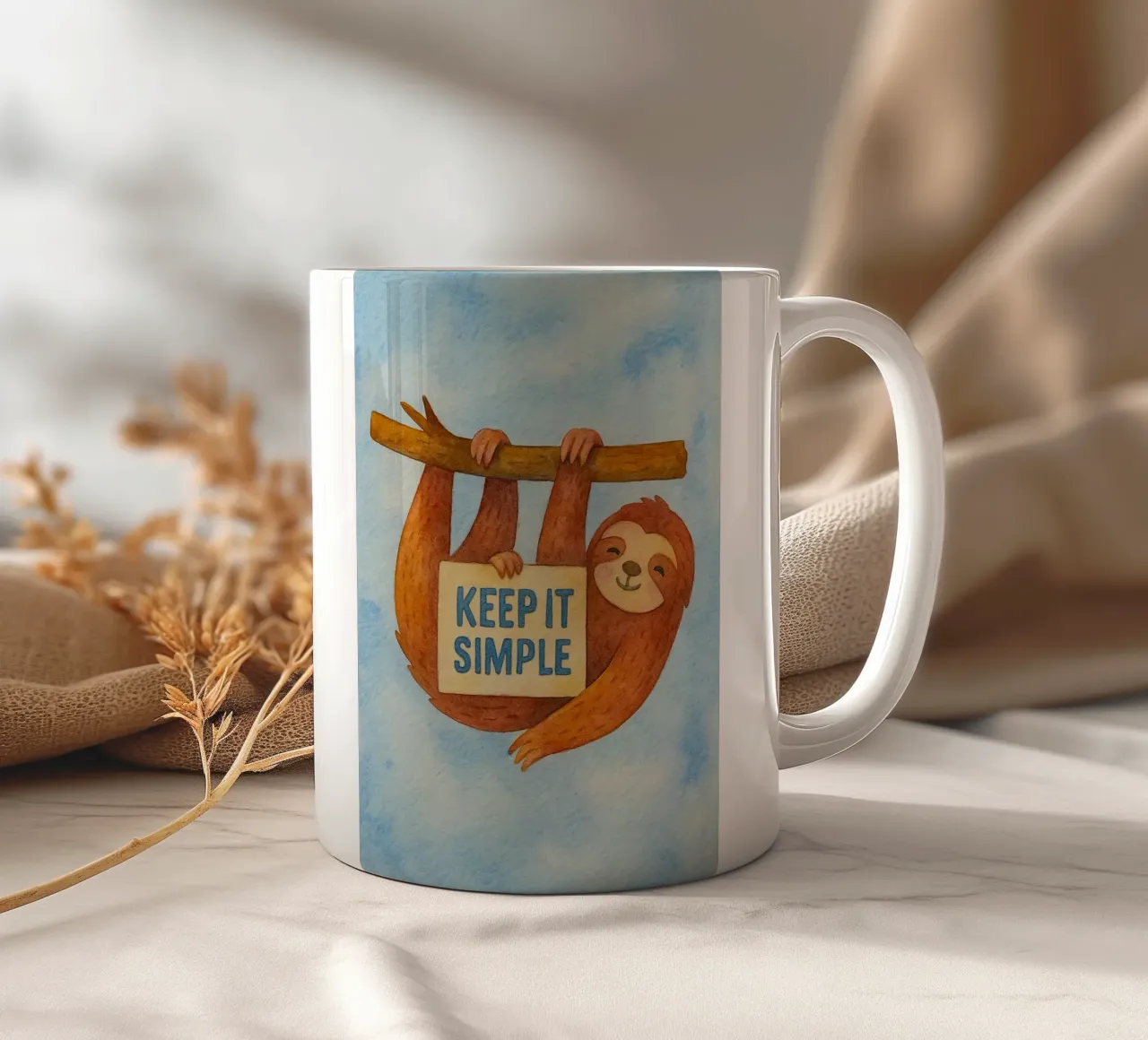 disegno artistico del bradipo keep it sleep tazza in ceramica da pasadenan