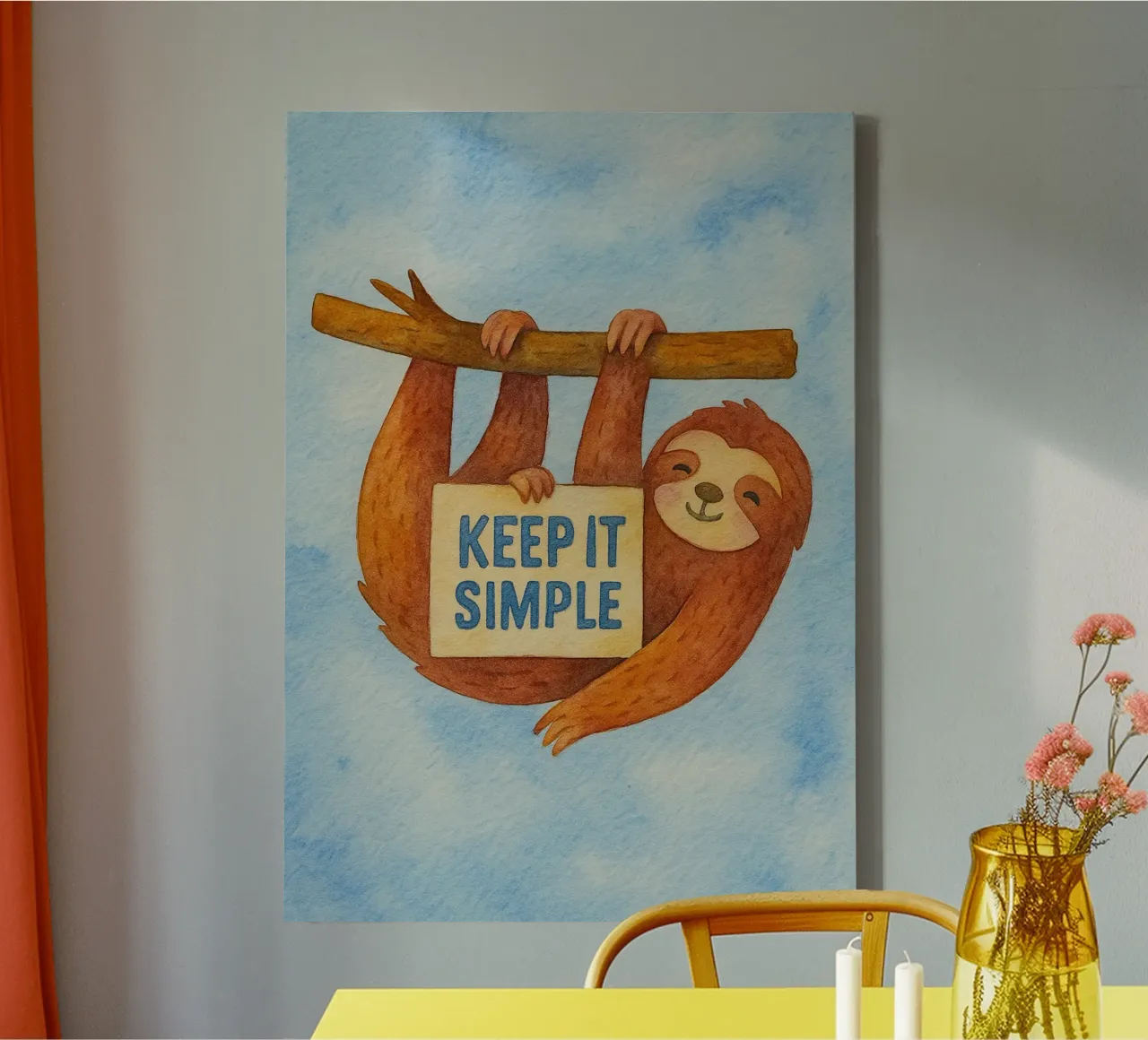 keep it sleep faultier kunst zeichnung Leinwand mit Schattenfugenrahmen von pasadenan