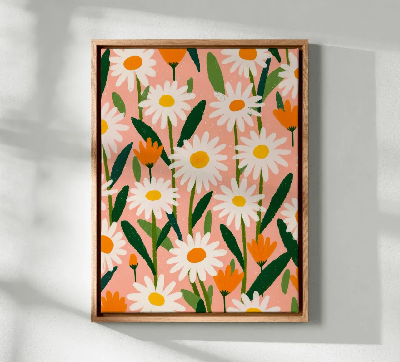 Summer fun with daisies canvas with Floater frame by Carinaprint