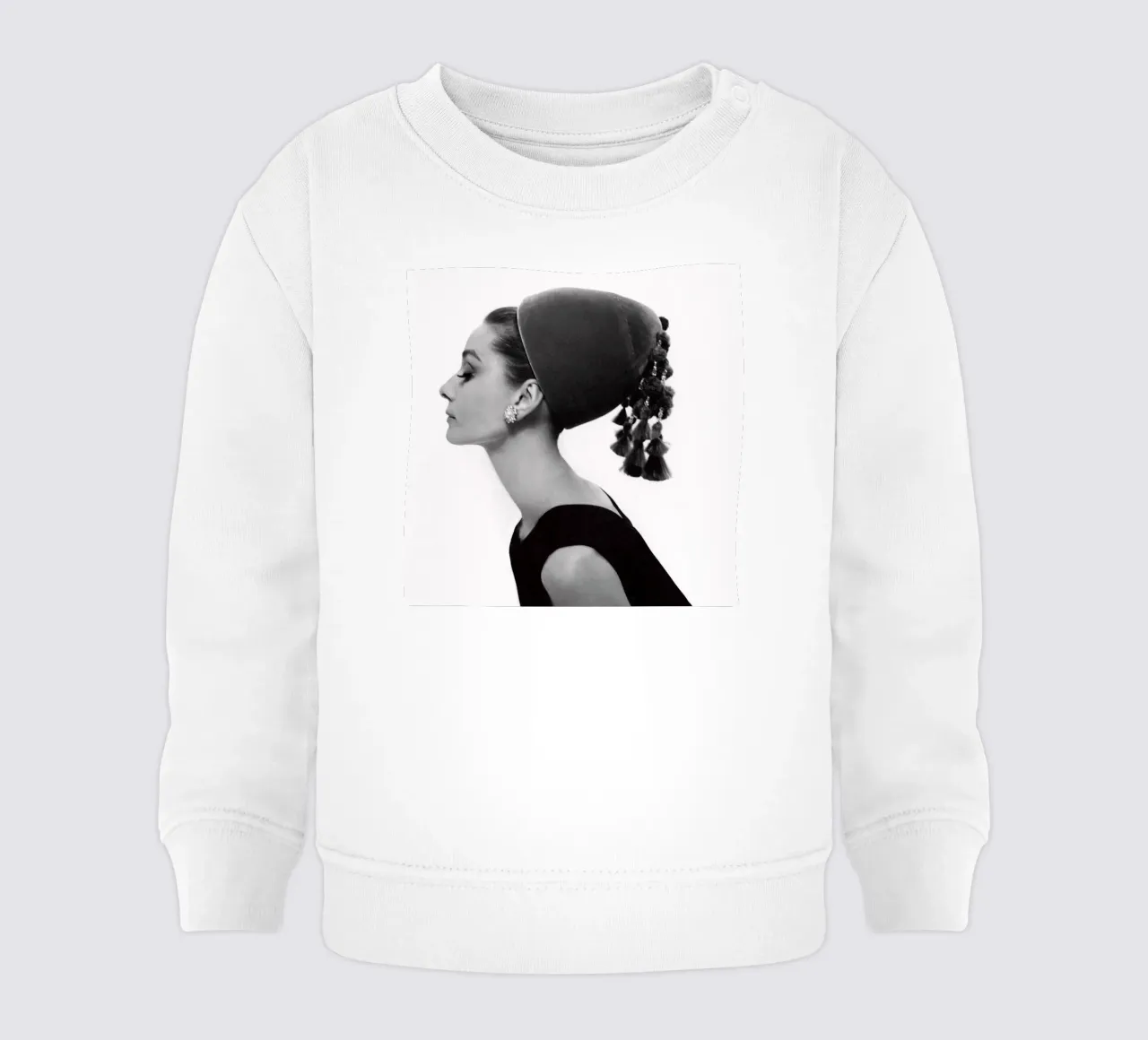 Audrey Hepburn indossa Givenchy felpa neonato da BarbarArt