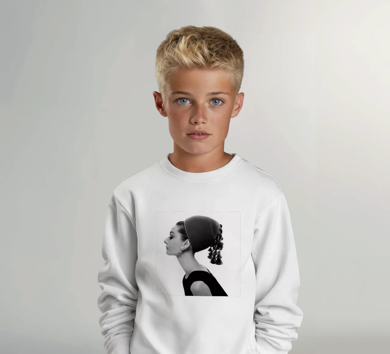 Audrey Hepburn indossa Givenchy felpa bambino da BarbarArt