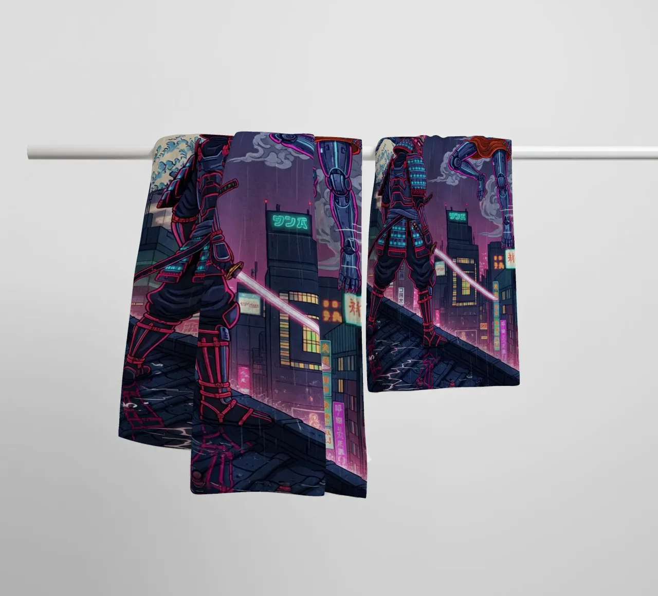 Modern retro Japanese art style (2) towel by Lembayung art