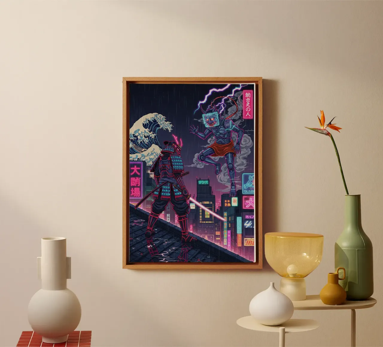 Stile artistico moderno e retrò giapponese (2) tela con Cornice a cassetta da Lembayung art