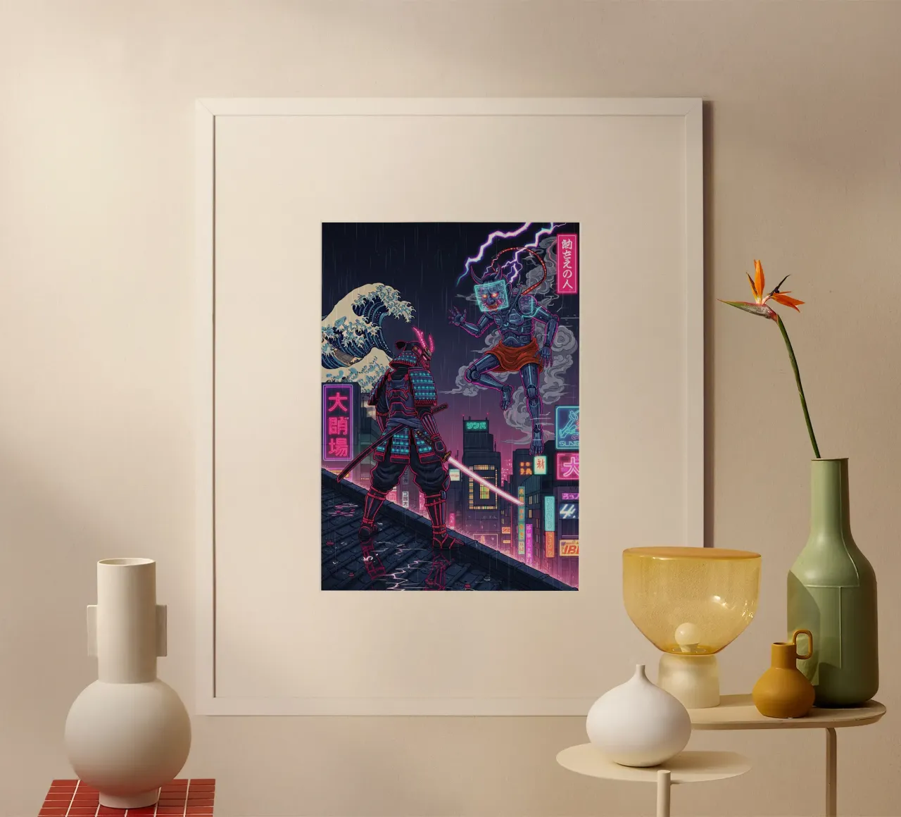 Stile artistico moderno e retrò giapponese (2) poster con telaio in plastica da Lembayung art