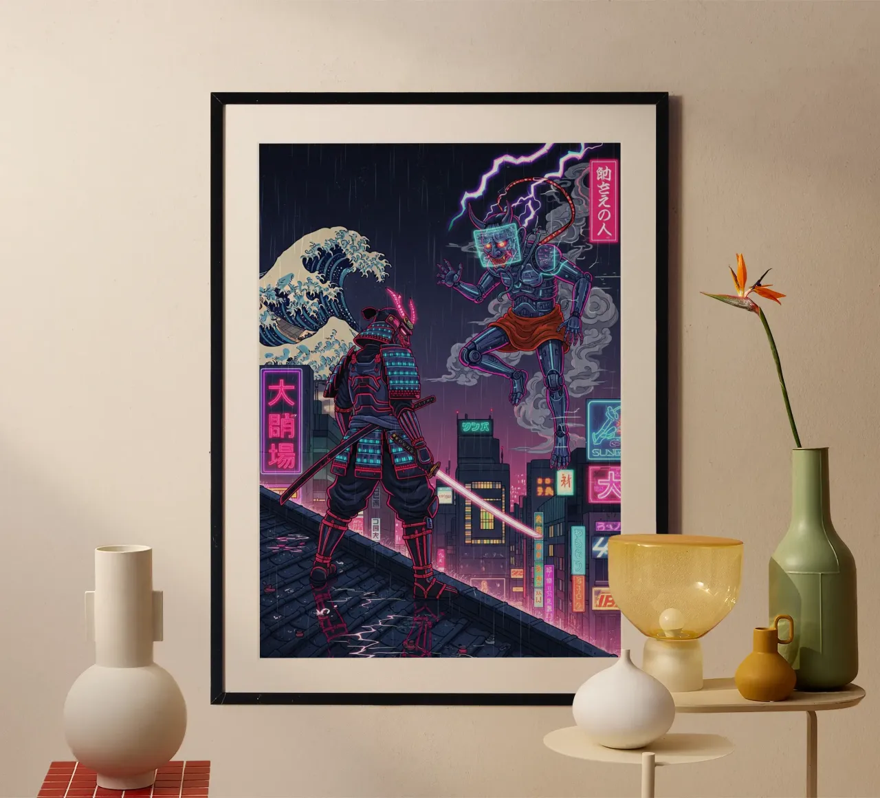 Stile artistico moderno e retrò giapponese (2) poster con telaio in plastica da Lembayung art