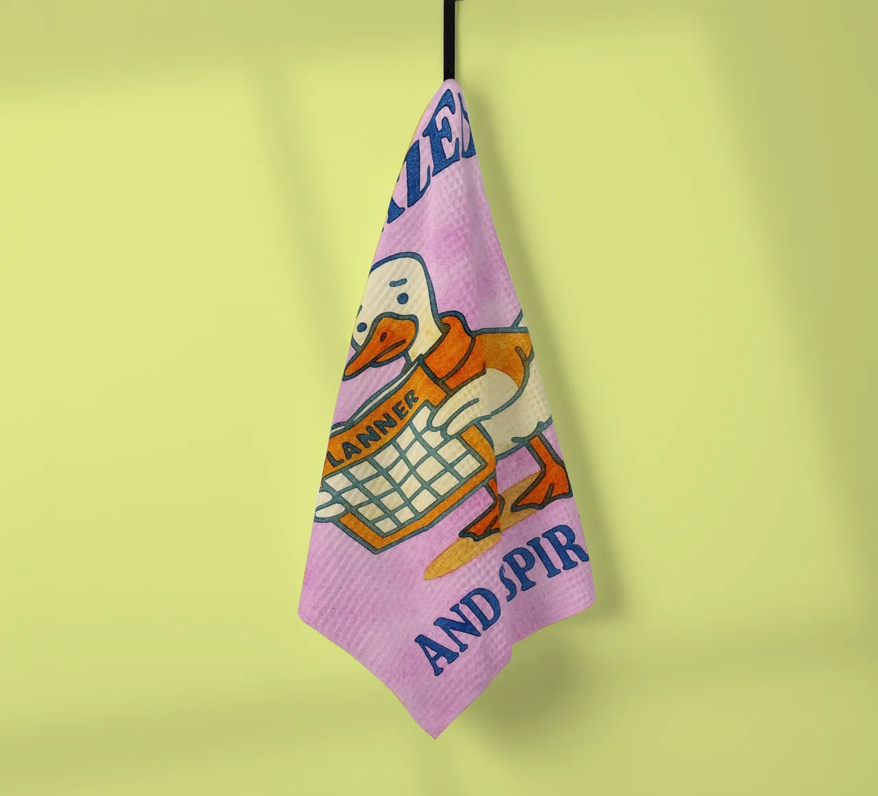 organized and spiraling duck art drawing tea towel by pasadenan