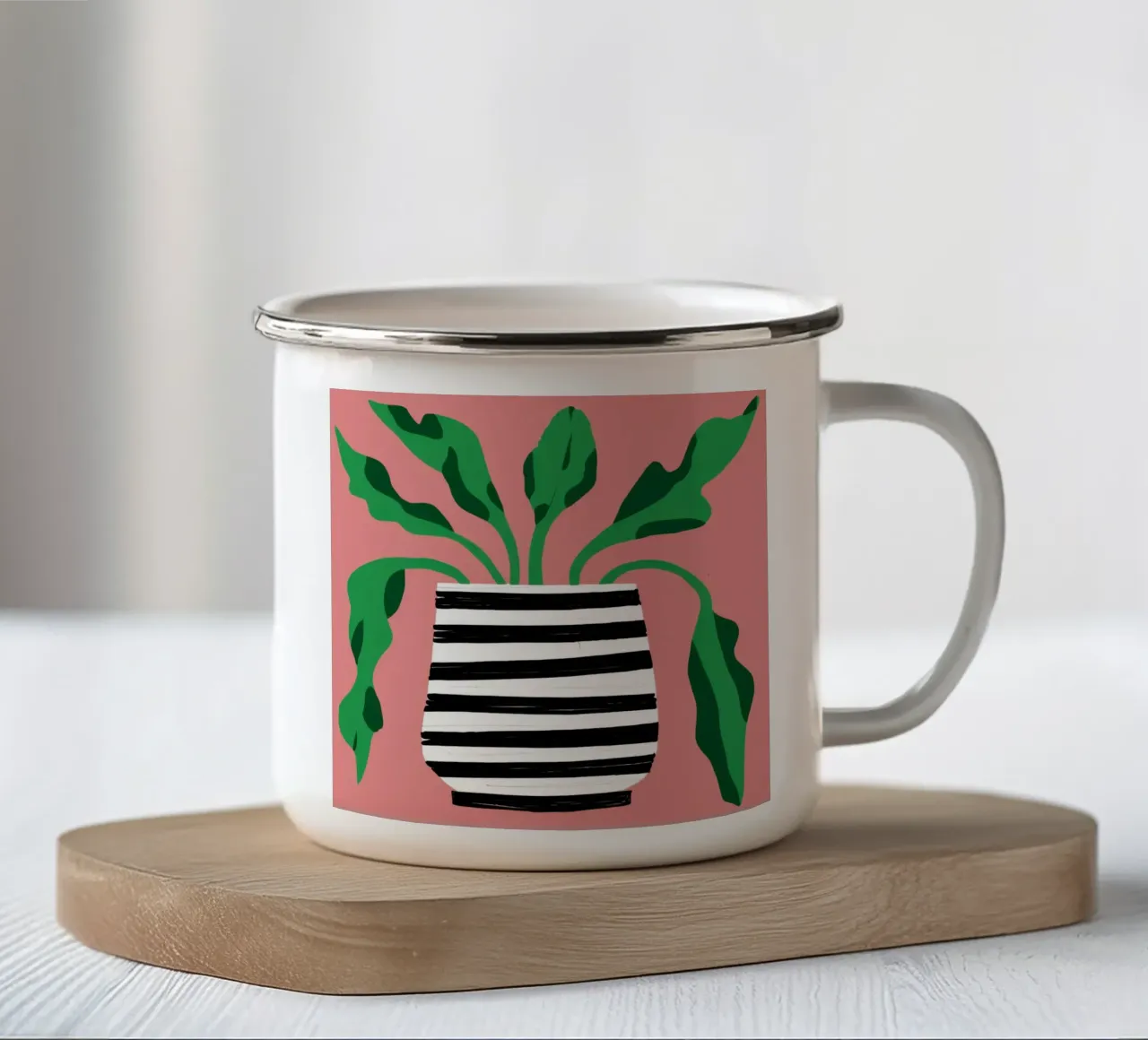 Semplicità delle piante in vaso tazza in smalto da Gaia Viesta