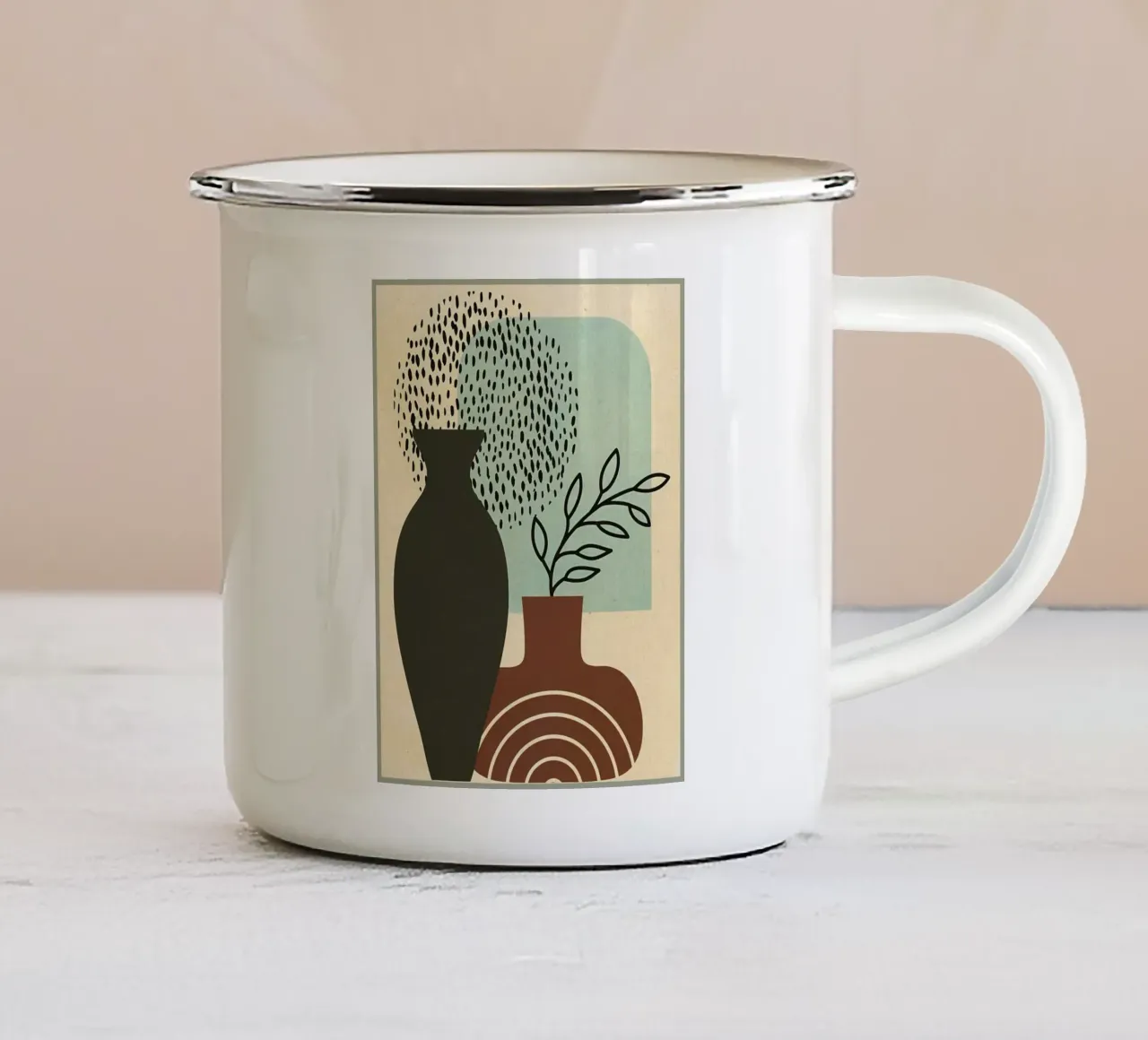 Vaso per fiori Forma minimale tazza in smalto da Shawn Studio