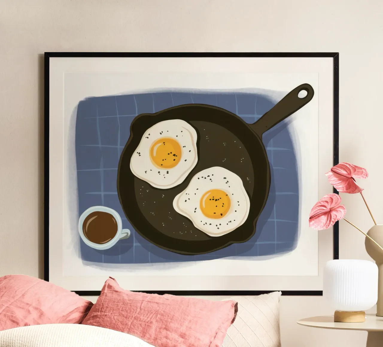 Uova alla piastra del mattino poster con telaio in alluminio da Gaia Viesta