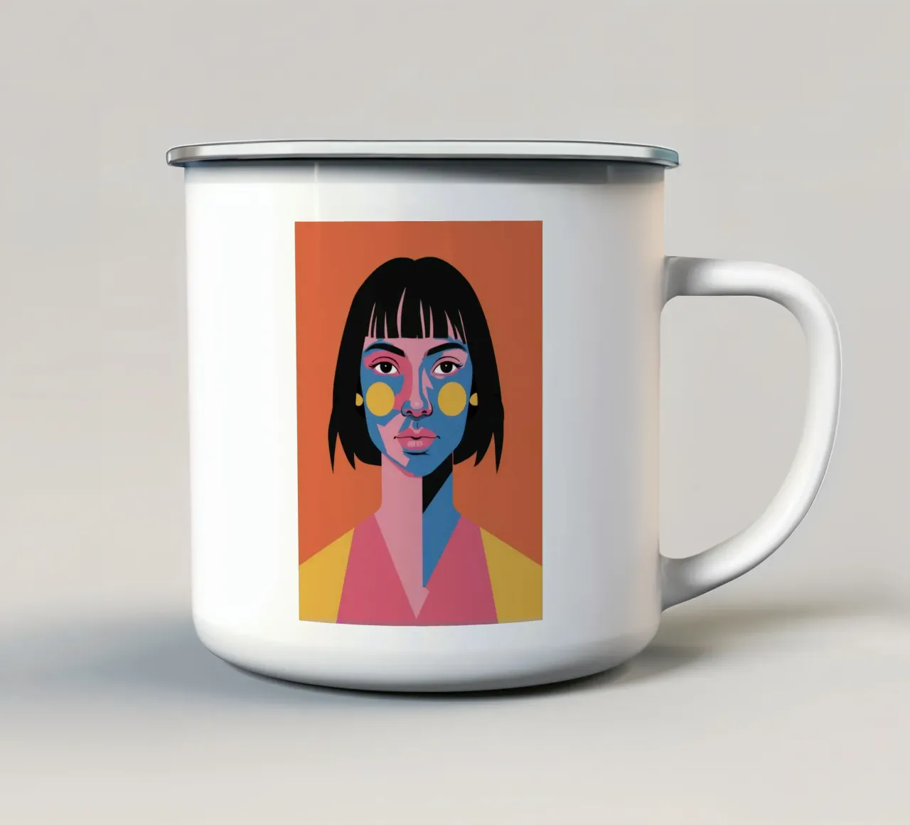 Donna con pittura sul viso tazza in smalto da Selene Shade