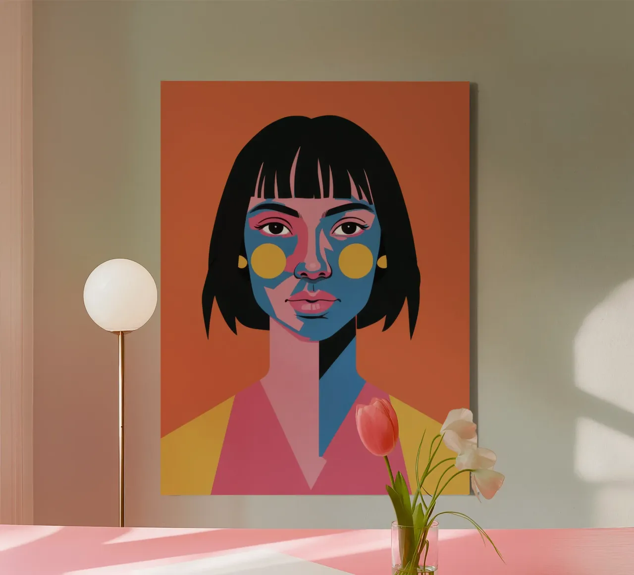Vrouw met schmink canvas met Baklijst van Selene Shade