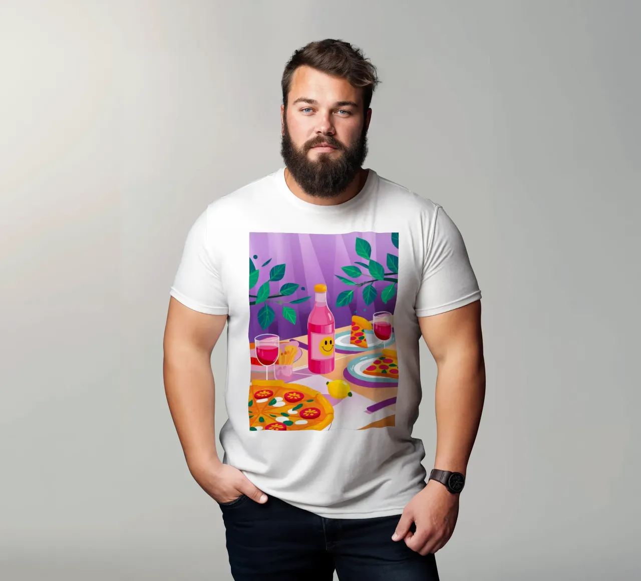 Serata pizza in giardino t-shirt da Luna Aura