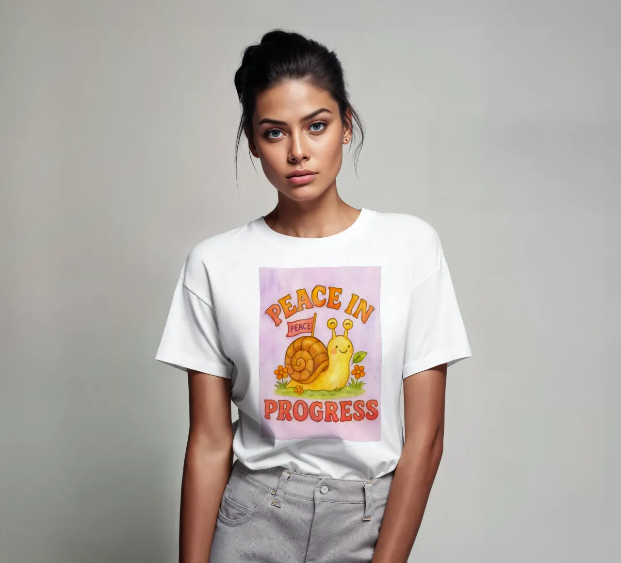 pace in corso disegno artistico di lumaca t-shirt da pasadenan