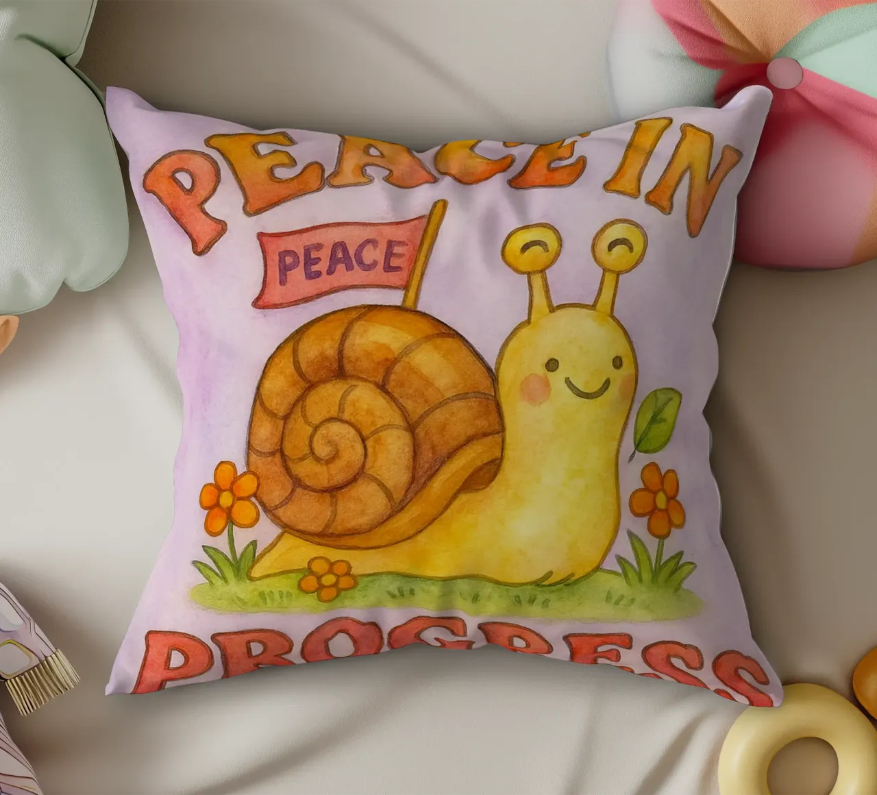 pace in corso disegno artistico di lumaca cuscino da pasadenan