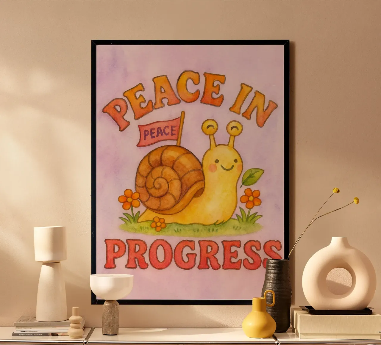 pace in corso disegno artistico di lumaca poster da pasadenan