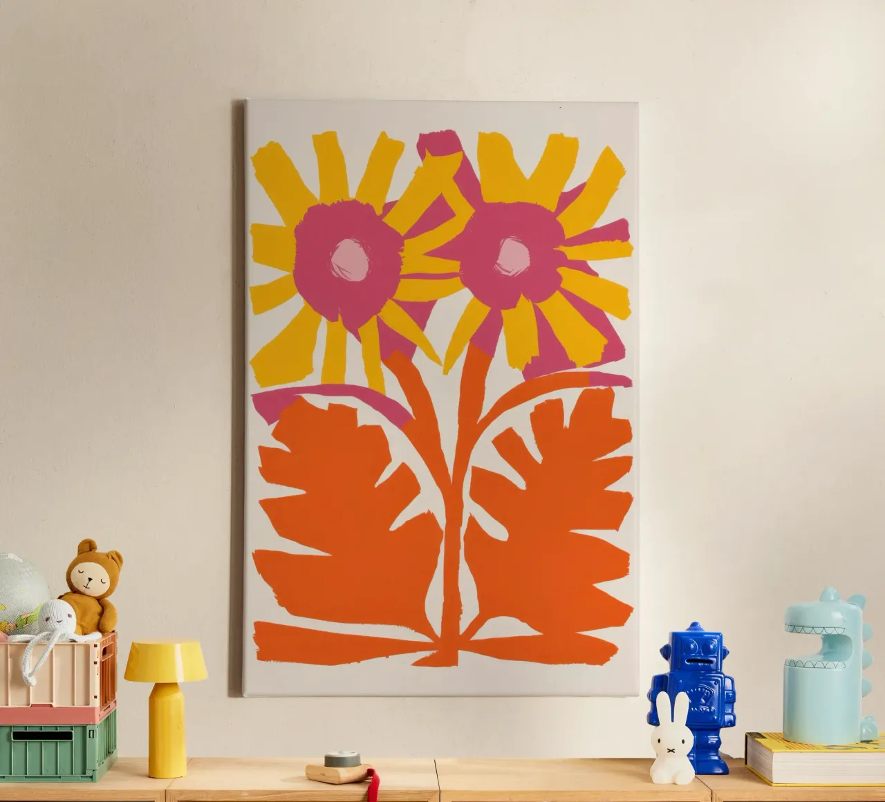 Natura morta di girasoli fauvista tela con Cornice a cassetta da Thistle Bloom