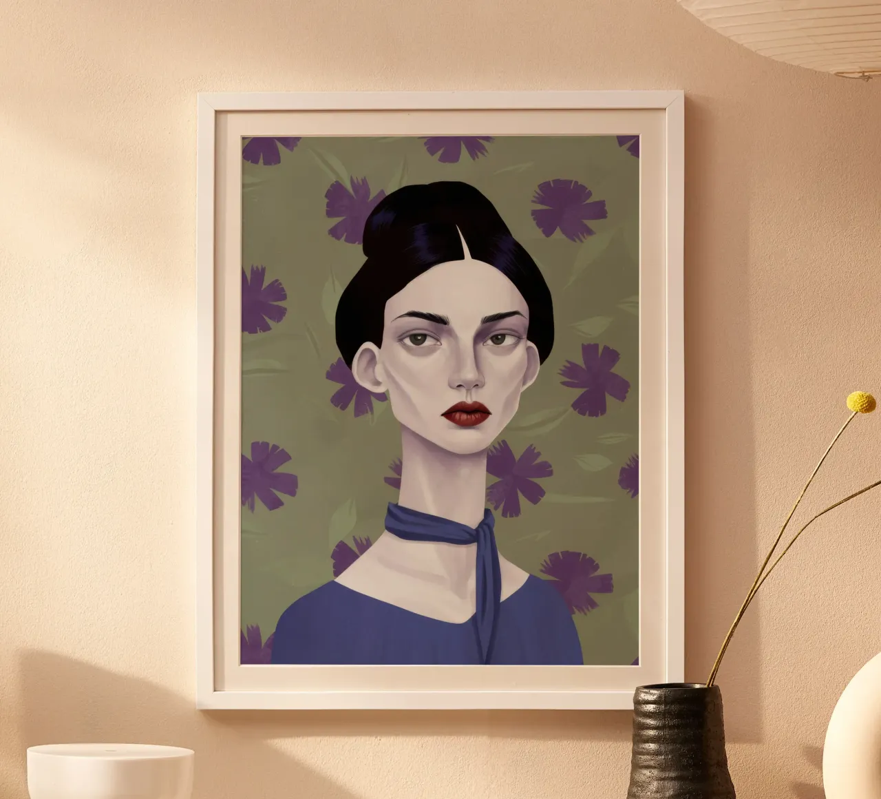 Ritratto con sguardo gotico poster con telaio in plastica da Luna Aura