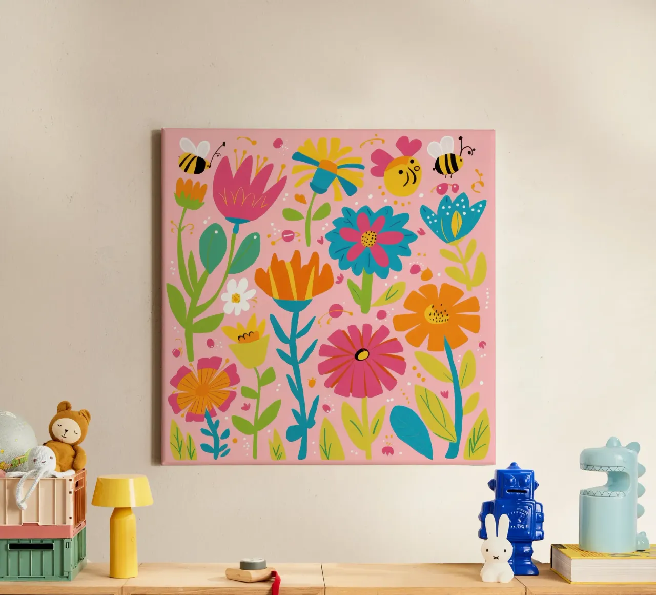 Symfonie van vreugdevolle bloemen canvas met Baklijst van Gaia Viesta