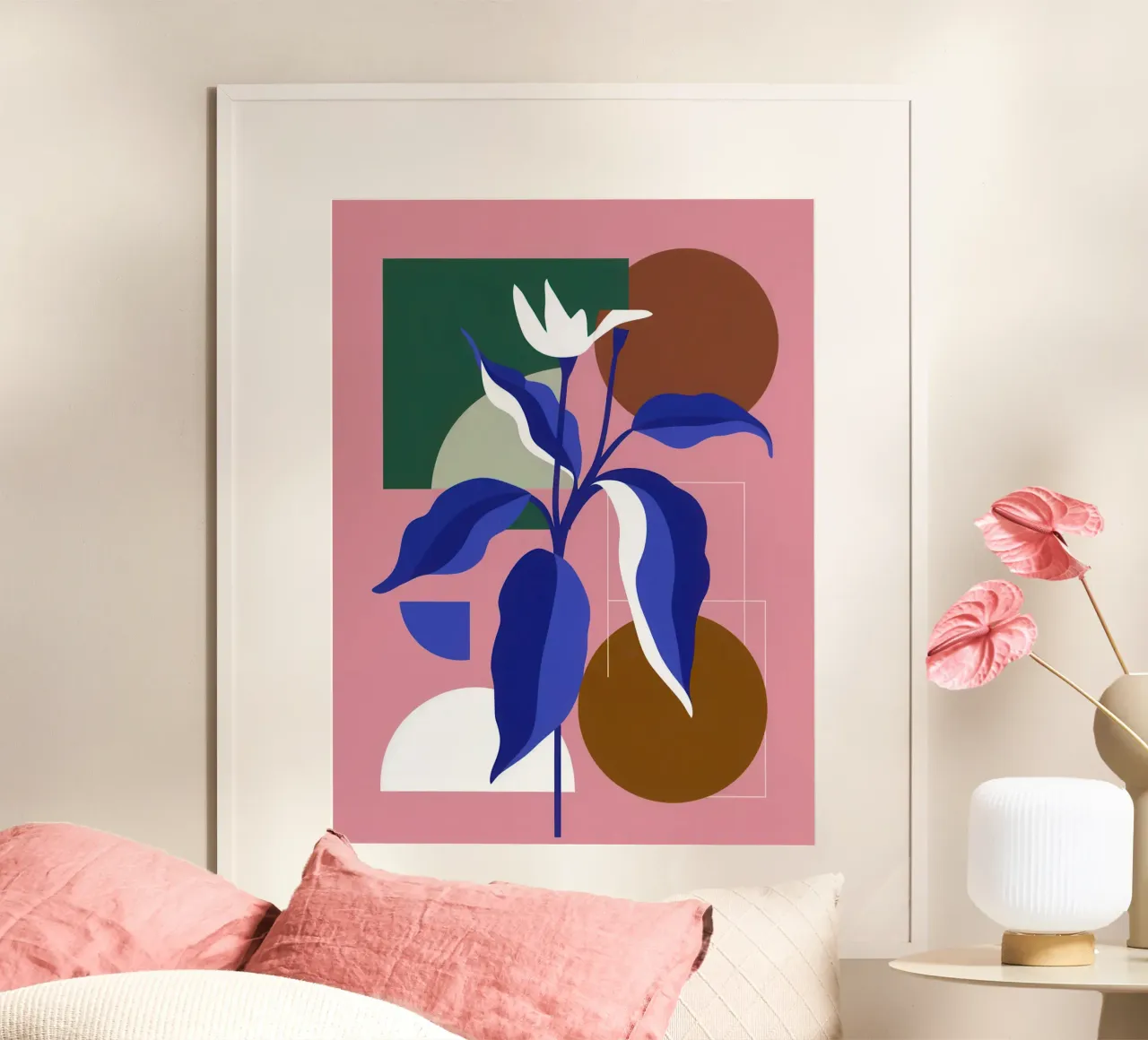 Eleganza delle piante in vaso poster con telaio in plastica da Irish Strokes