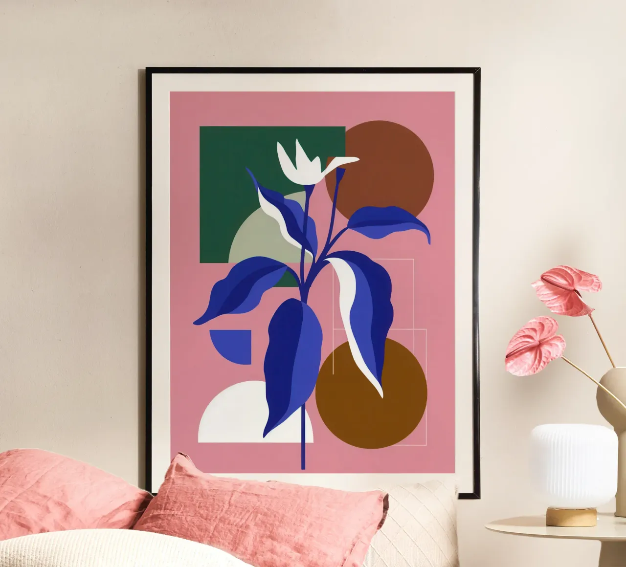 Eleganza delle piante in vaso poster con telaio in plastica da Irish Strokes