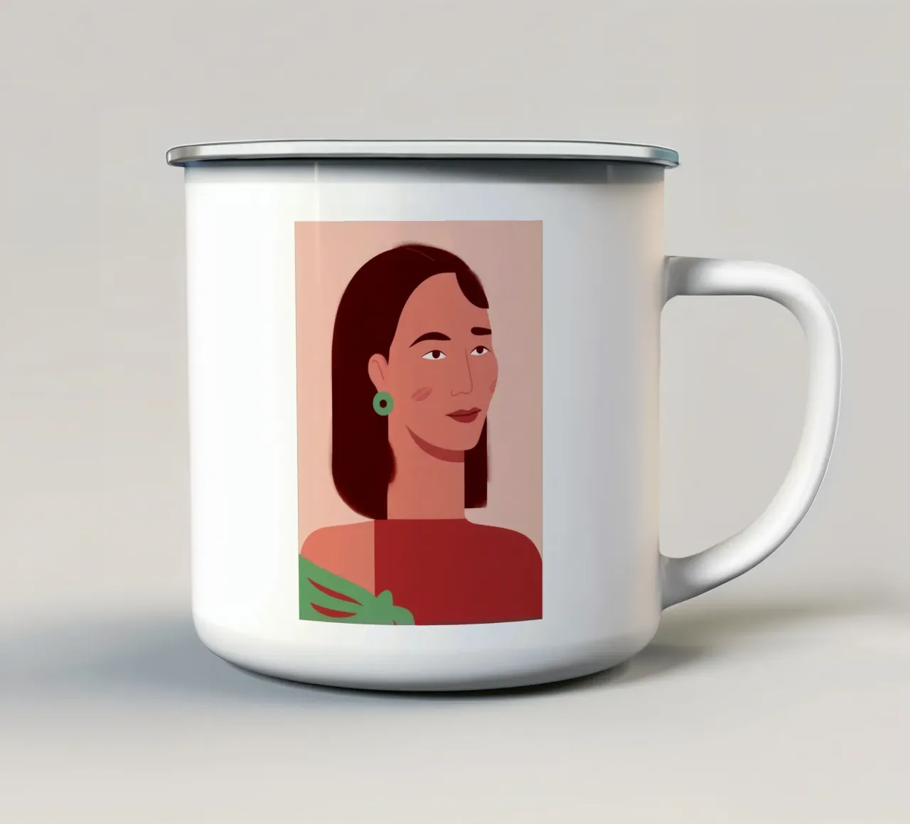 Profilo della donna semplice tazza in smalto da Selene Shade