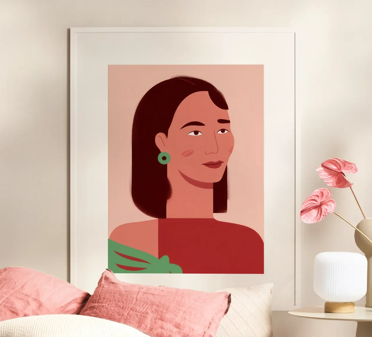 Profilo della donna semplice poster con telaio in alluminio da Selene Shade