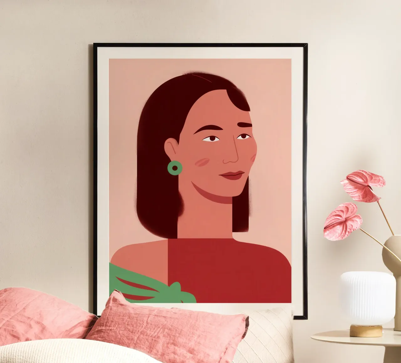 Profilo della donna semplice poster con telaio in alluminio da Selene Shade