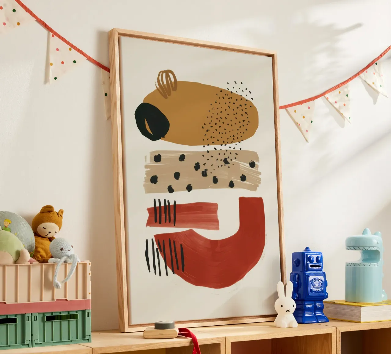 Totem d'ours abstrait toile avec Caisse américaine de Luna Aura