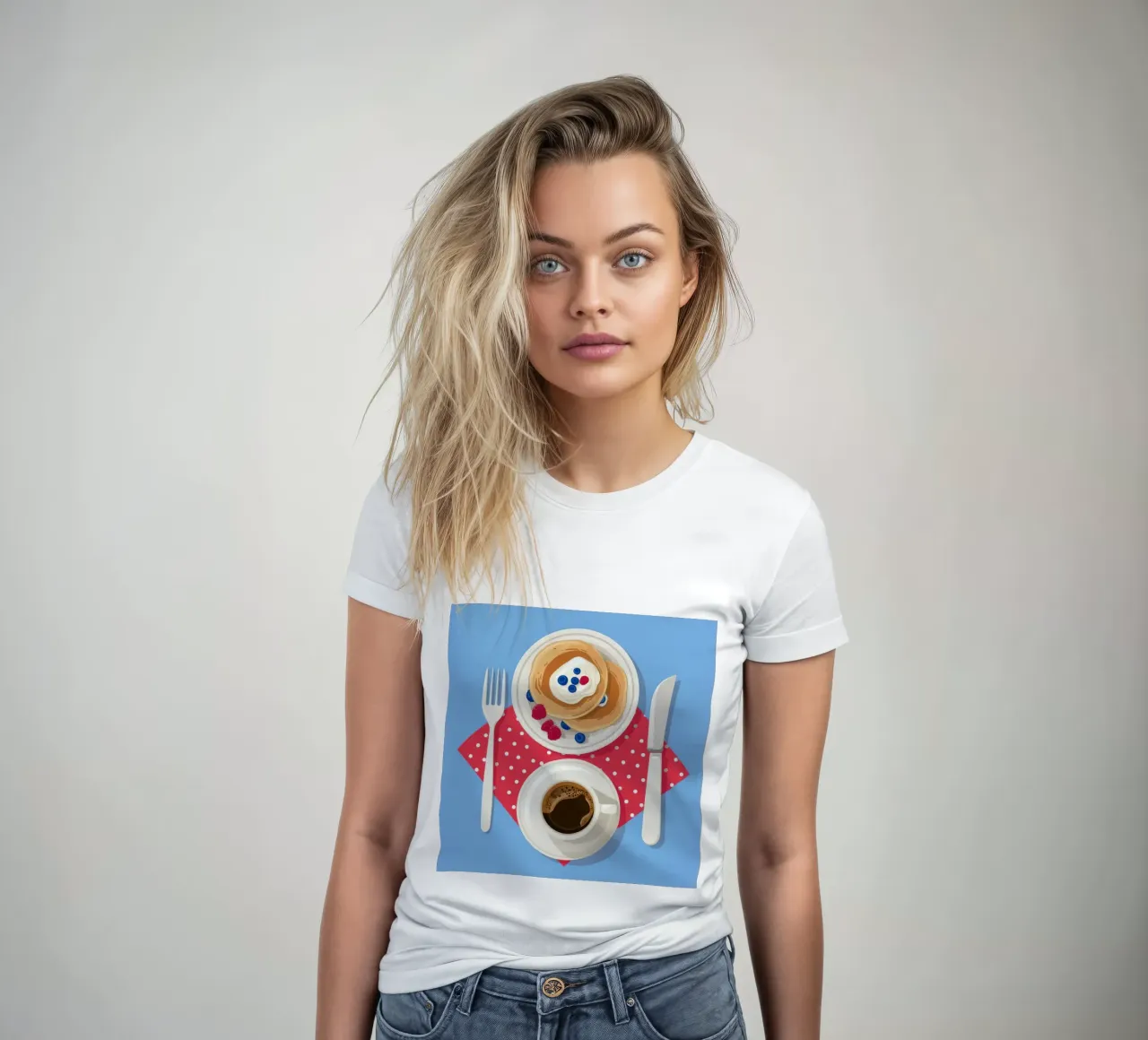 Pancake e caffè t-shirt da donna da Mark Solaria