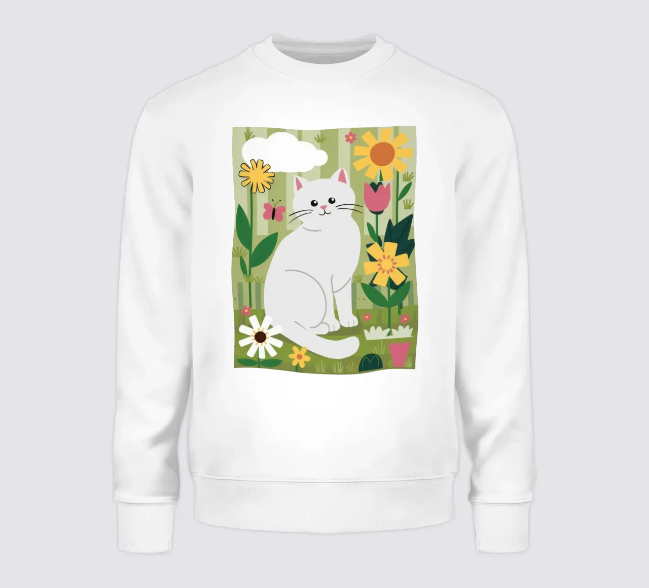Gatto bianco sereno felpa da Gaia Viesta