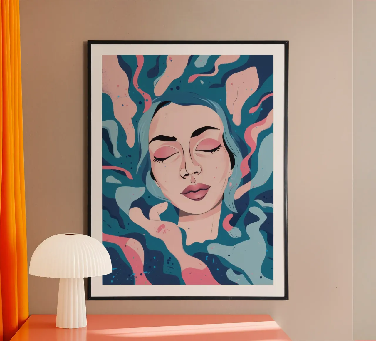 Acqua per il viso della donna poster con telaio in plastica da Selene Shade