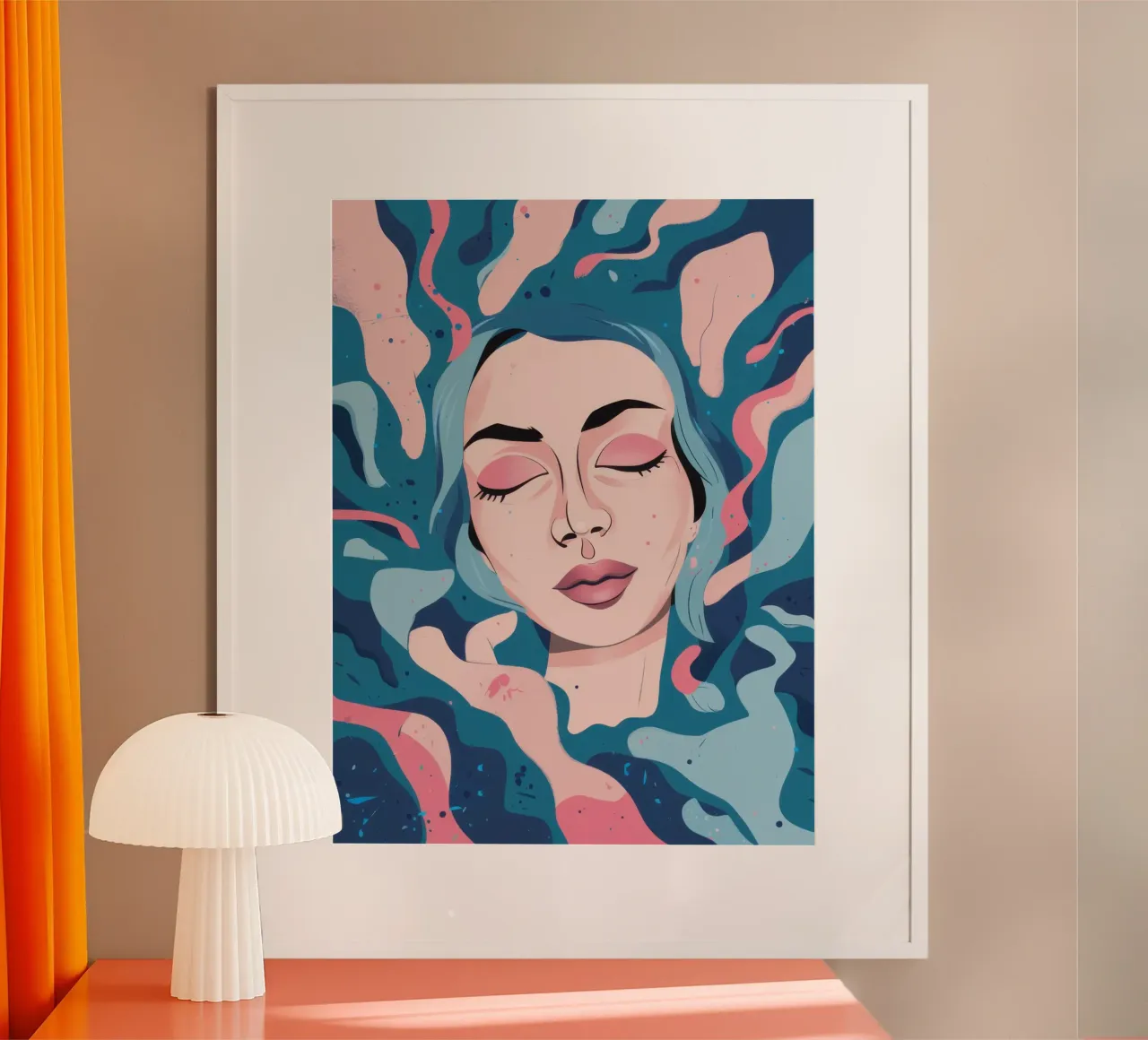 Acqua per il viso della donna poster con telaio in plastica da Selene Shade